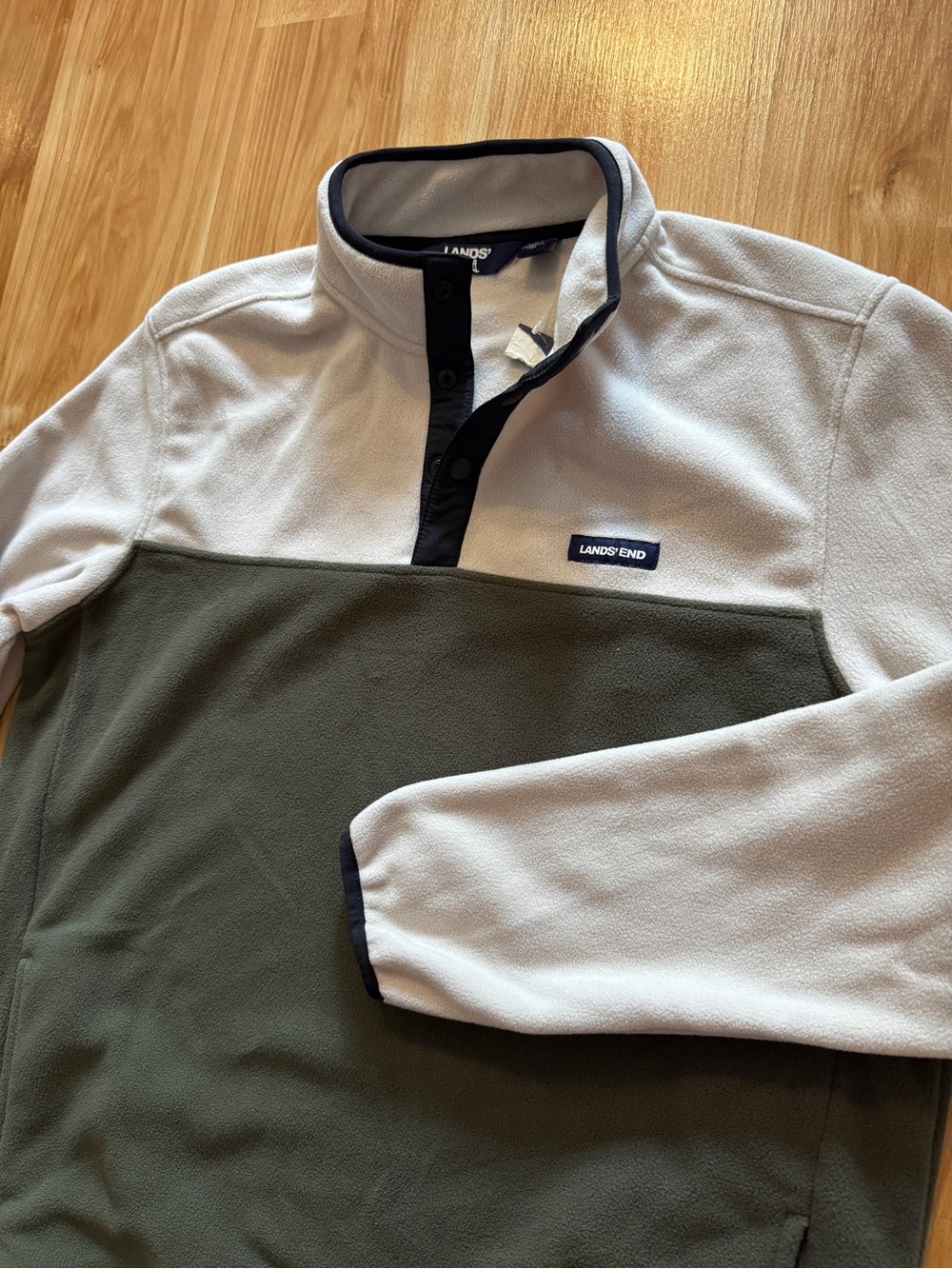NEW- Lands End Snap Neck Fleece Pullover Jacket Sweatshirt- Men’s Large